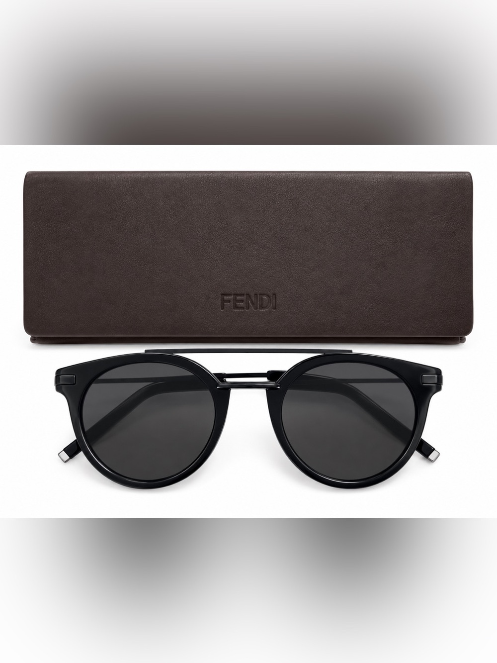Fendi FF 0225/S Black Round Sunglasses 49-21-145 w/ Original Case